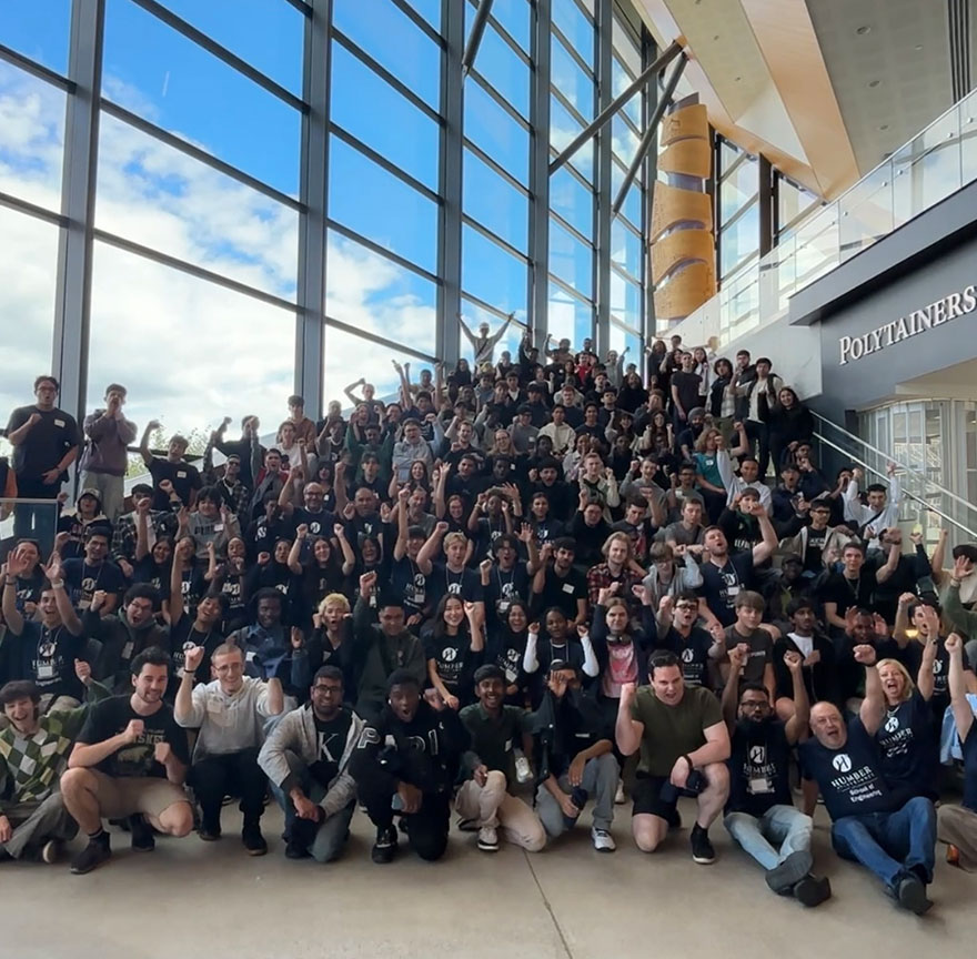 large group of engineering students taking a photo