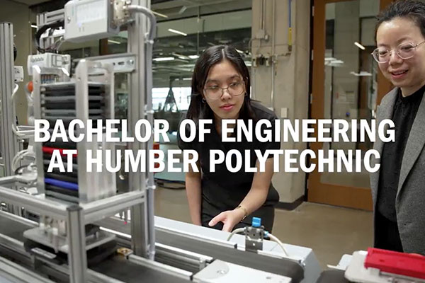 engineering student with the words Bachelor of Engineering at Humber Polytechnic