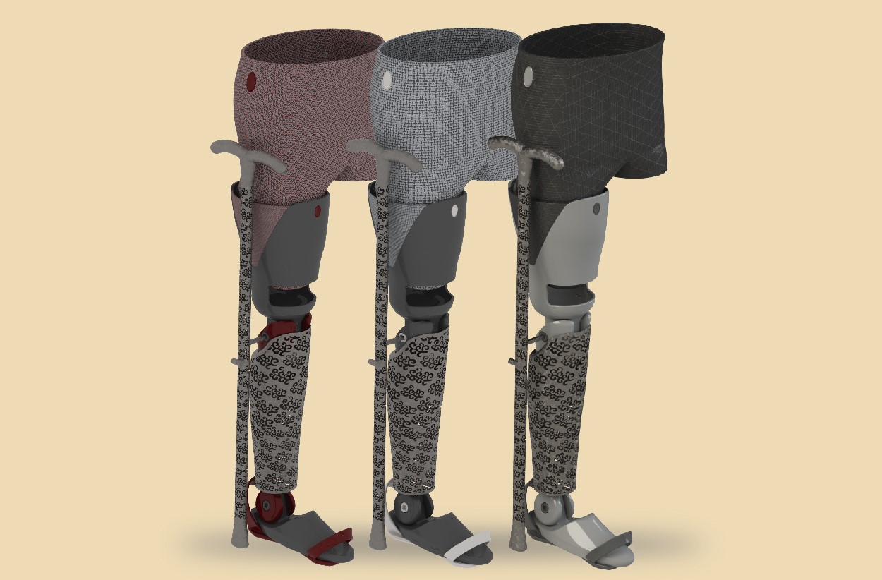 three rendering of Asa prosthetic next to one another