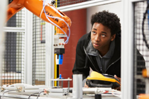 Student with Automated Robot 