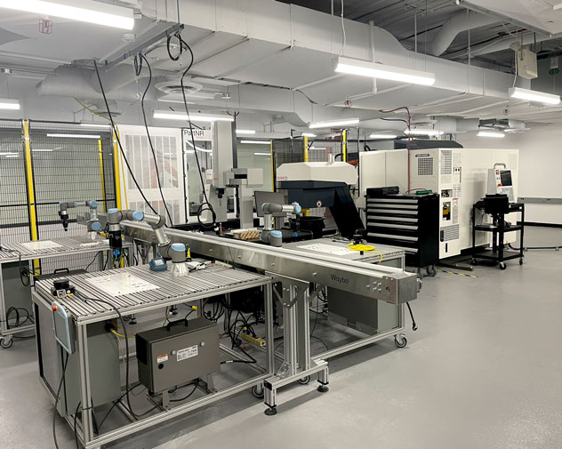 Engineering lab with robotic arms