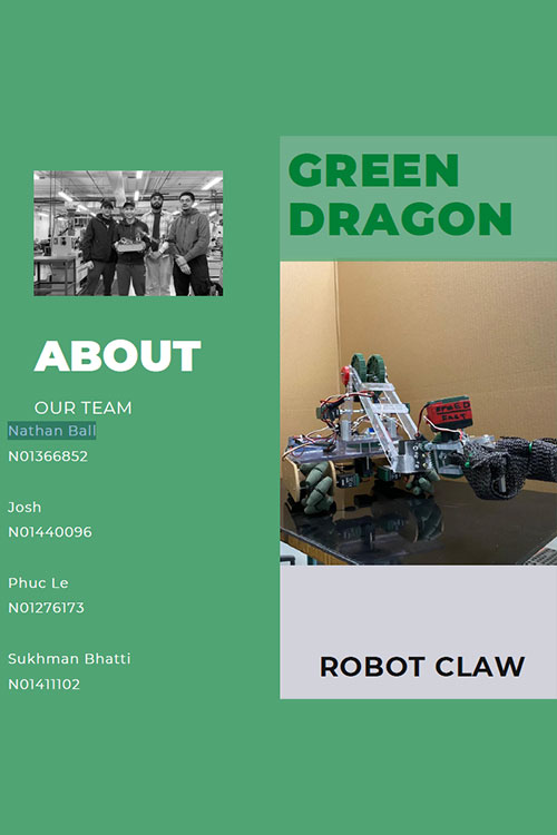 poster with a picture of the green dragon robot