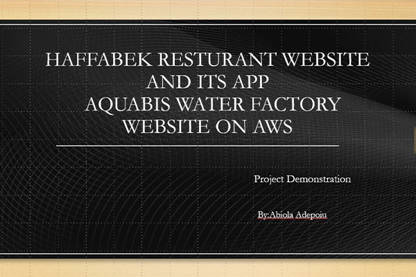 Haffabek Restaurant website and its app aquabis water factory on AWS