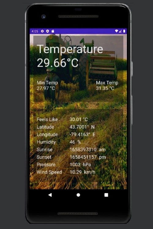 Screen shot of the web app