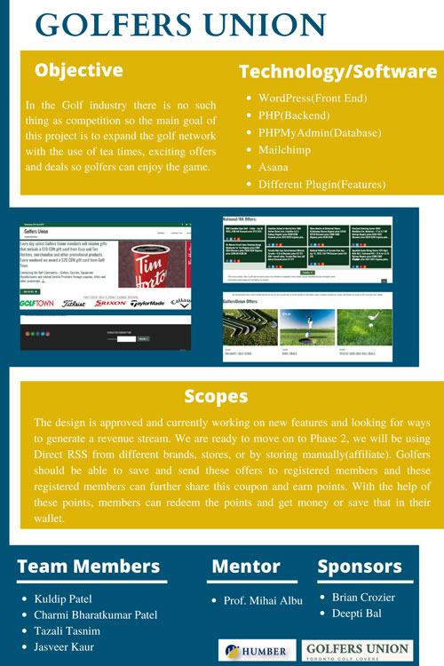 poster demonstrating the overview and scope of the golfers union project