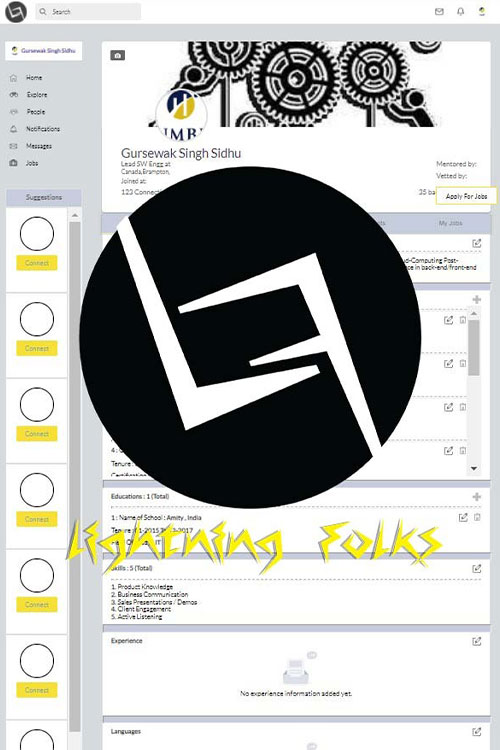 render of lightning folks user interface