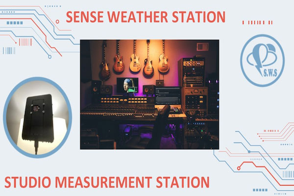 Sense Weather Station logo and image of music studio