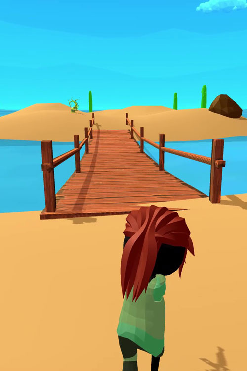 3D render of game character on beach