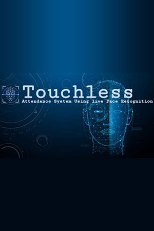 Touchless poster showing a digital rendered face