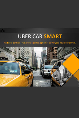 Uber Car Smart on an image of taxies