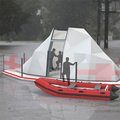 people standing on floating mobile medical aid boat