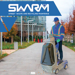 3D render of a person using a SWARM waste management device