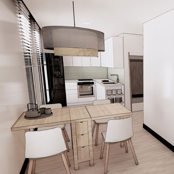 3D render of kitchen