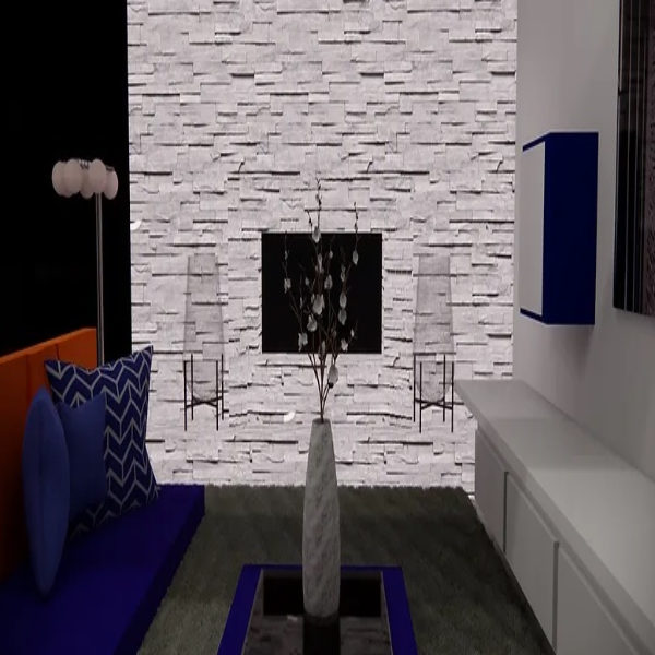 3D render of living room loft design
