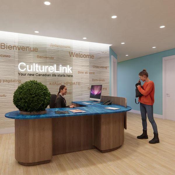 3D render of CultureLink reception design